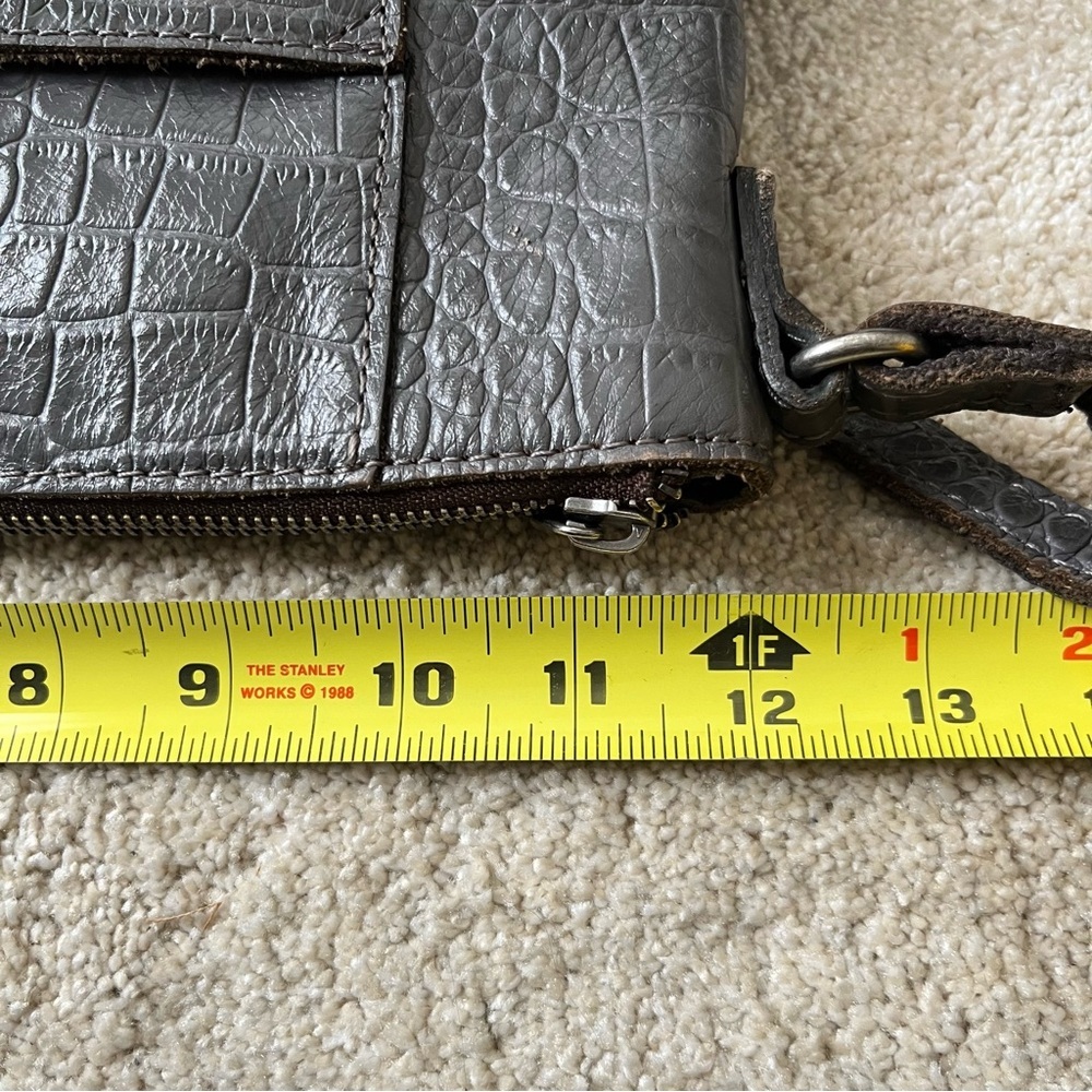 Patricia Nash Leather Croc Embossed Crossbody Bag Purse-Gray-Zipper-EUC-Classic - Picture 14 of 16